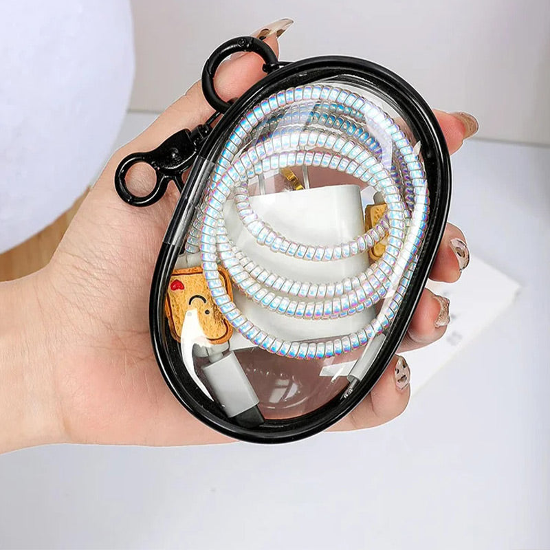 Multifunctional Transparent Portable Storage Bag for Data Cables