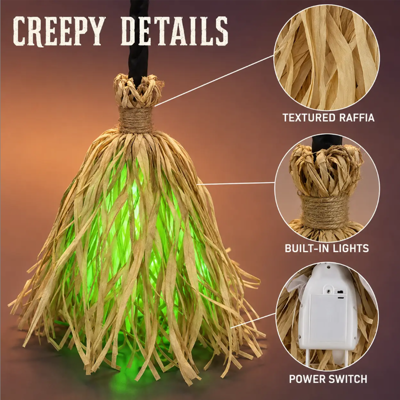🧹Animated Witch Broom Halloween Decoration with Lights and Sound🧙