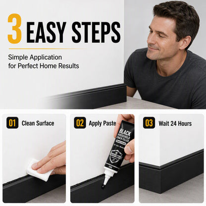 🥳2026 HOT SALE🥳💞50K+ SOLD! 🔧🖤 50% OFF! Black Household Crack Filler Paste – High‑density polymer formula fills gaps & cracks seamlessly. Precision tip applicator for mess‑free repair – restores walls & baseboards to perfection! 🏠✨