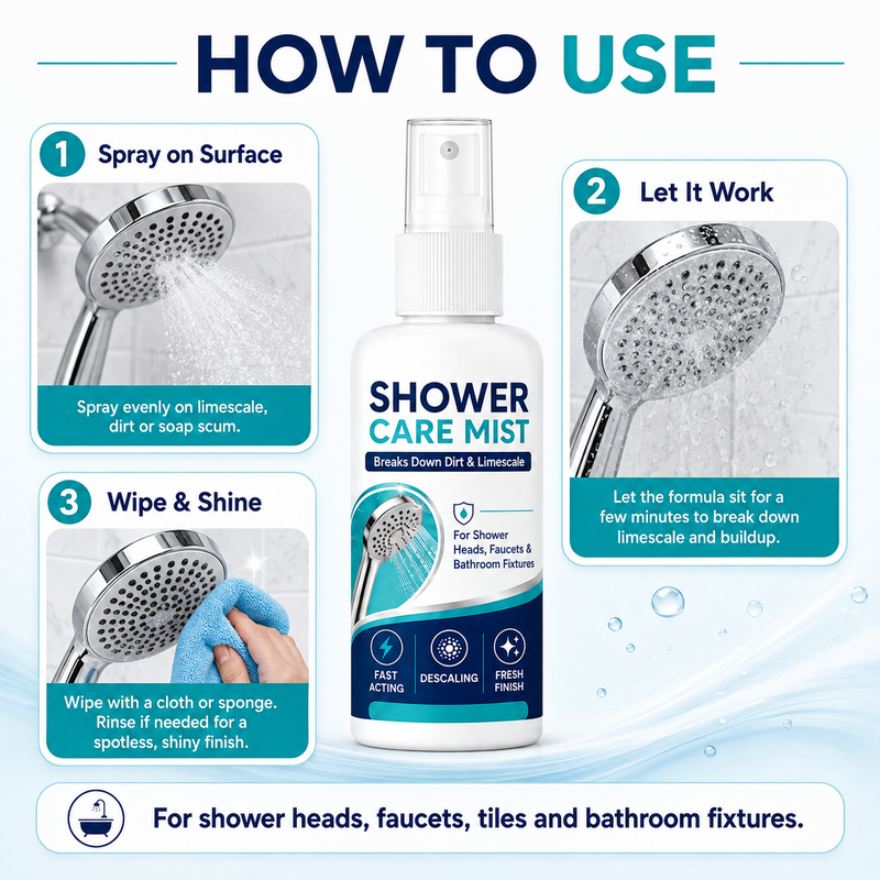 🚿 Fast-Acting Limescale Remover Spray for Showerheads and Faucets