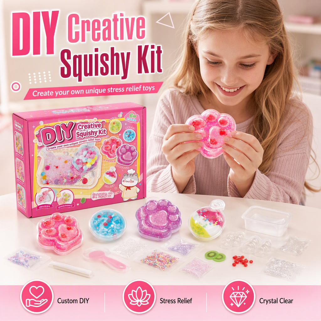 🔥 30% OFF! 🧁DIY Fried Ice Squishy Toy Kit with Cat Claw Design for Kids