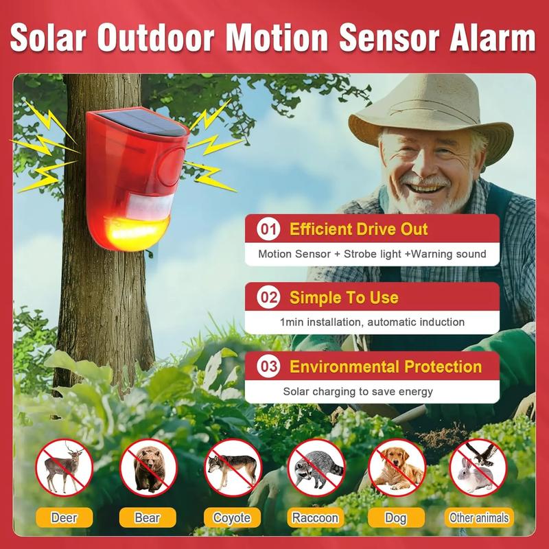 🛡️ 50% OFF NOW! ☀️110dB Solar Powered Siren Alarm with Motion Sensor, 6 LED Flash Modes, IP55 High Quality - Outdoor Security Speaker for Home, Farm, Home Improvement Security & Safety