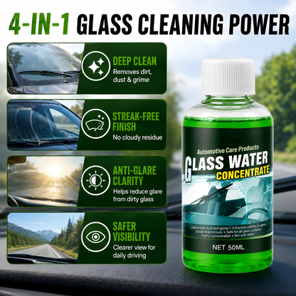 🔥50% OFF! Automotive Glass Water Concentrate – Just Dilute & Pour! Streak-Free Visibility, Fights Bugs & Road Grime! 🚗✨