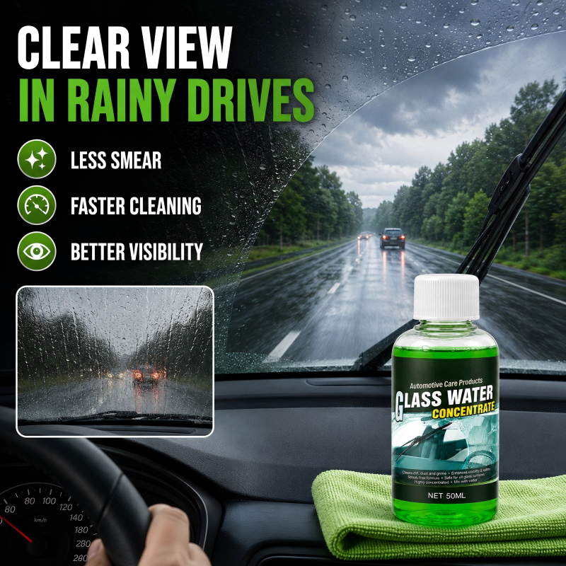 🔥50% OFF! Automotive Glass Water Concentrate – Just Dilute & Pour! Streak-Free Visibility, Fights Bugs & Road Grime! 🚗✨