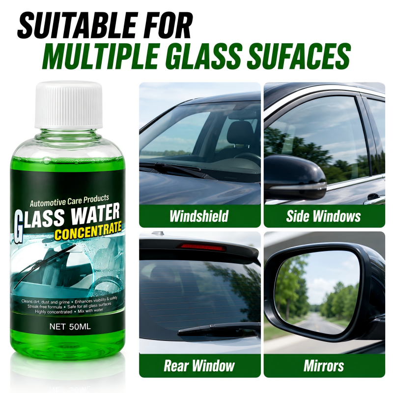 🔥50% OFF! Automotive Glass Water Concentrate – Just Dilute & Pour! Streak-Free Visibility, Fights Bugs & Road Grime! 🚗✨