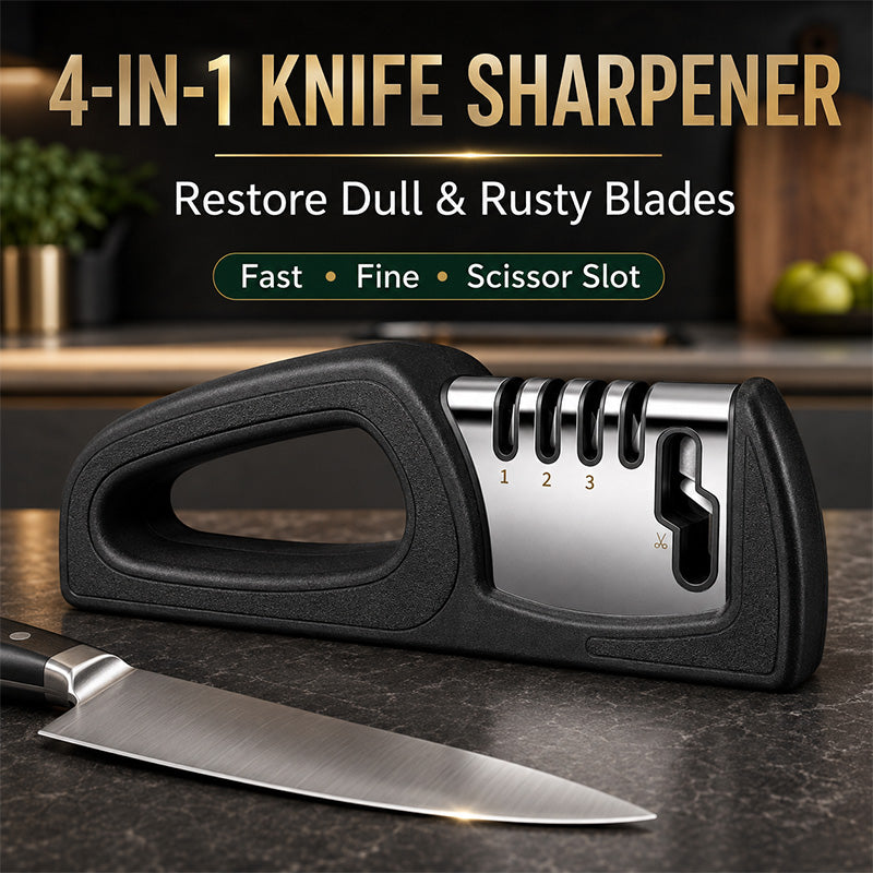 🥳HOT SALE! 4-in-1 Multi-Stage Kitchen Knife Sharpener🔪🏠