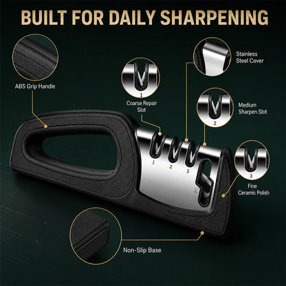 🥳HOT SALE! 4-in-1 Multi-Stage Kitchen Knife Sharpener🔪🏠