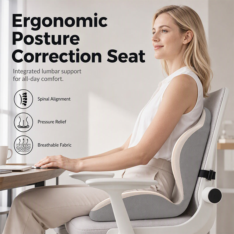 ✨Ergonomic Memory Foam Seat Cushion with Back Support – Stay Comfortable All Day, Perfect for Office, Car & Home