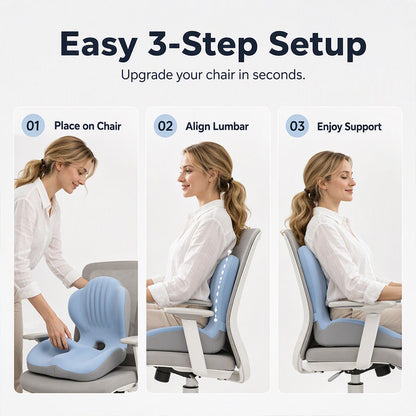✨Ergonomic Memory Foam Seat Cushion with Back Support – Stay Comfortable All Day, Perfect for Office, Car & Home