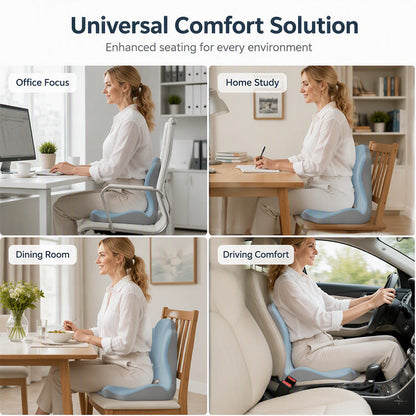 ✨Ergonomic Memory Foam Seat Cushion with Back Support – Stay Comfortable All Day, Perfect for Office, Car & Home