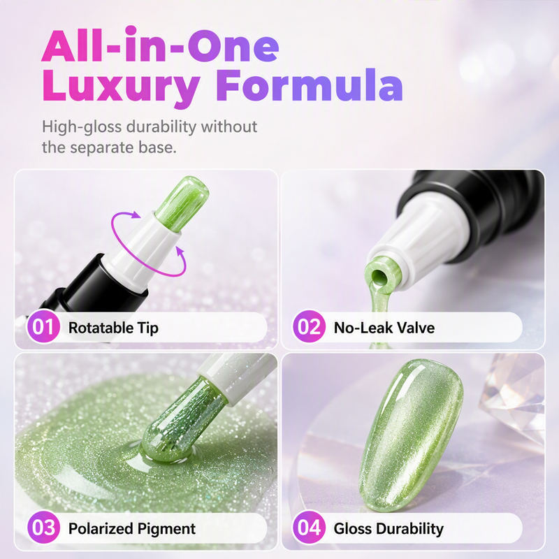 💅 Glitter Cat Eye Nail Polish Pen Set