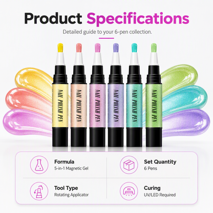 💅 Glitter Cat Eye Nail Polish Pen Set