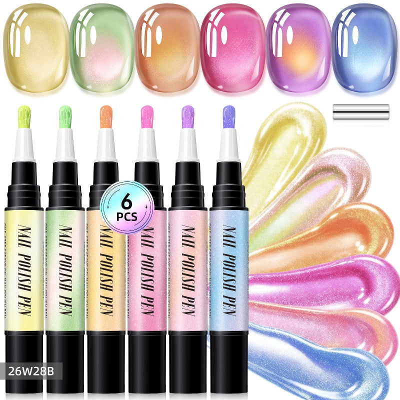 💅 Glitter Cat Eye Nail Polish Pen Set
