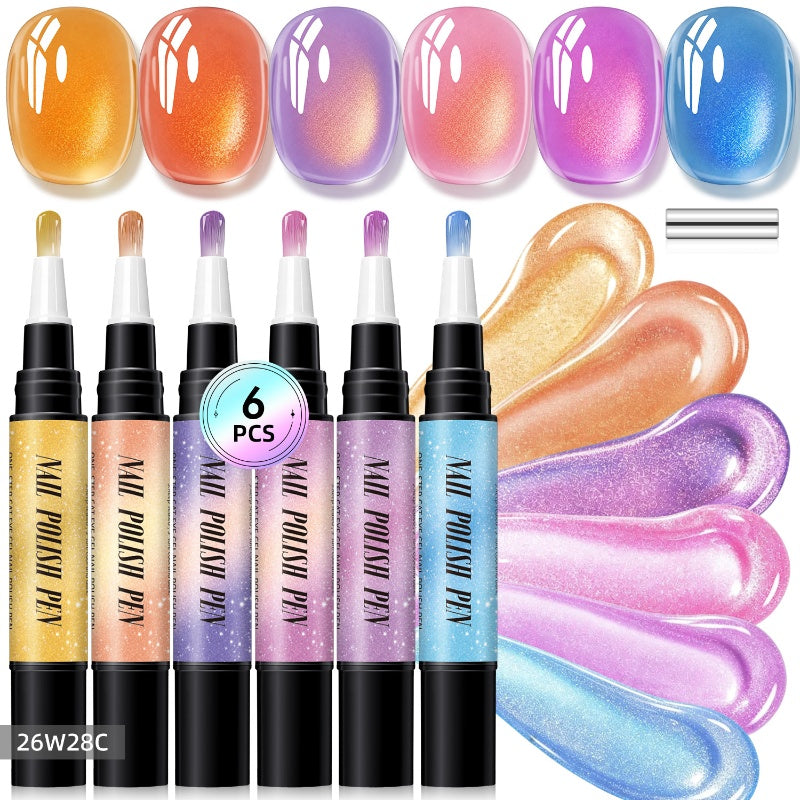 💅 Glitter Cat Eye Nail Polish Pen Set