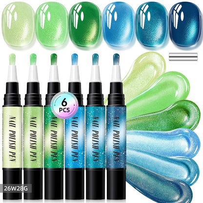 💅 Glitter Cat Eye Nail Polish Pen Set