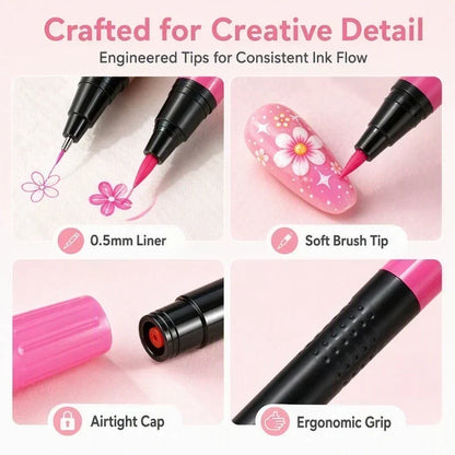 Create Nail Art Instantly! 24-Color Dual-Ended Nail Pens Set