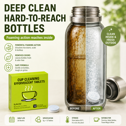 12-Pack Active Oxygen Cup Cleaning Effervescent Tablets