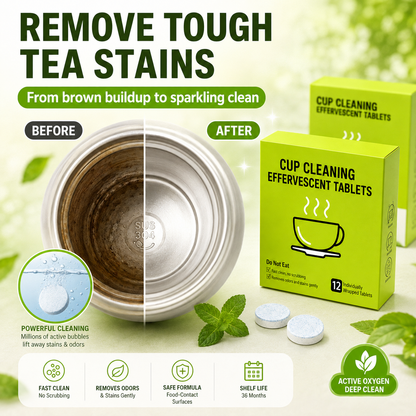 12-Pack Active Oxygen Cup Cleaning Effervescent Tablets