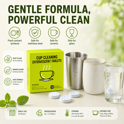 12-Pack Active Oxygen Cup Cleaning Effervescent Tablets