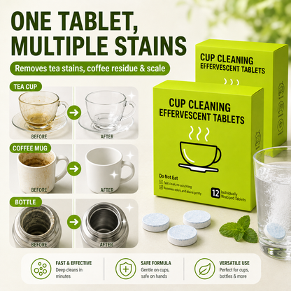 12-Pack Active Oxygen Cup Cleaning Effervescent Tablets
