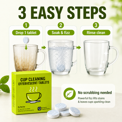 12-Pack Active Oxygen Cup Cleaning Effervescent Tablets