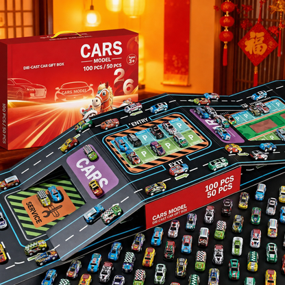 🚗 Foldable Toy Car Garage Play Set With 48 Cars