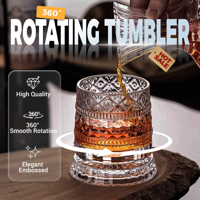 🥃🔥 50% OFF! 360° Rotating Whiskey Glass Tumbler – Smooth Swivel Base, Crystal Clear Glass, Heavy Bottom for Balanced Sipping ✨