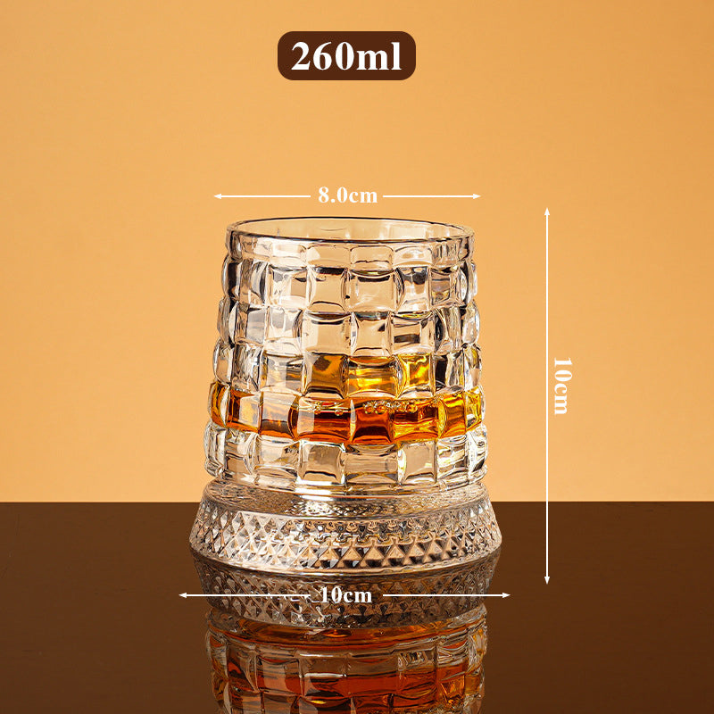 🥃🔥 50% OFF! 360° Rotating Whiskey Glass Tumbler – Smooth Swivel Base, Crystal Clear Glass, Heavy Bottom for Balanced Sipping ✨