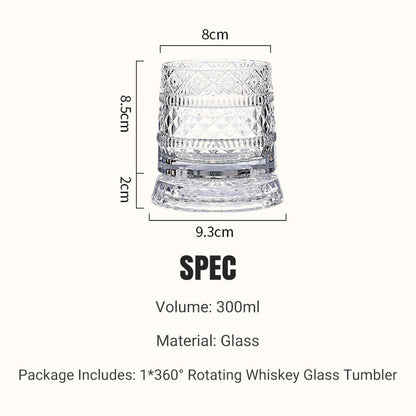 🥃🔥 50% OFF! 360° Rotating Whiskey Glass Tumbler – Smooth Swivel Base, Crystal Clear Glass, Heavy Bottom for Balanced Sipping ✨