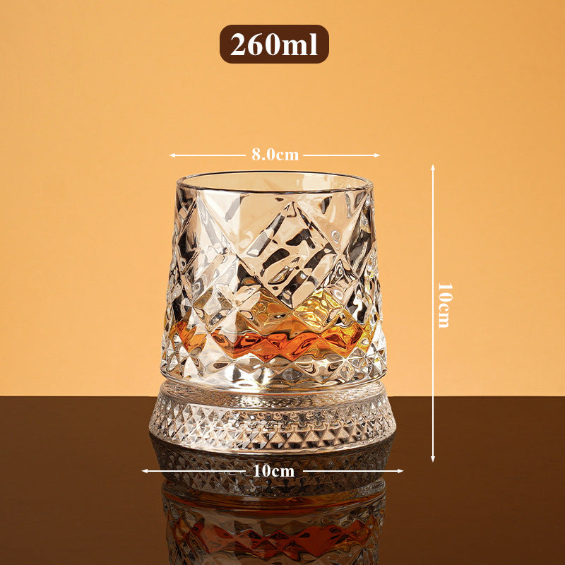 🥃🔥 50% OFF! 360° Rotating Whiskey Glass Tumbler – Smooth Swivel Base, Crystal Clear Glass, Heavy Bottom for Balanced Sipping ✨