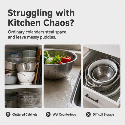 3-Piece Collapsible Colander Set with Draining Base