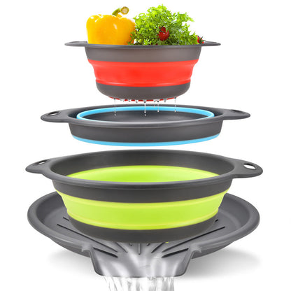 3-Piece Collapsible Colander Set with Draining Base
