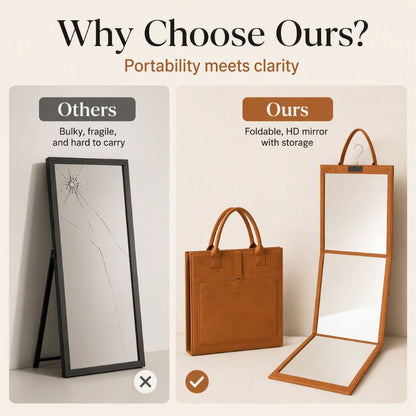 🥳2026 NEW ARRIVAL🥳💞50K+ SOLD!🔥50% OFF! 🪞✨ Portable Folding Full-Length Mirror — Lightweight & Foldable, Crystal Clear Reflection, Space-Saving, Perfect for Bedroom, Apartment & Travel ✨