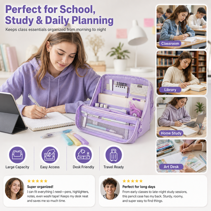🖊️50% OFF NOW! High Capacity Detachable 9‑Layer Pencil Case‑ Multi‑Compartment Large Stationery Bag with Removable Front Pouch, Portable Durable Pen Pouch for Students School Supplies