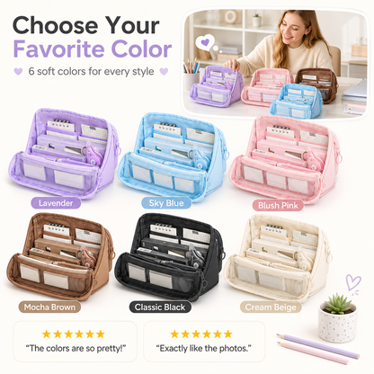 🖊️50% OFF NOW! High Capacity Detachable 9‑Layer Pencil Case‑ Multi‑Compartment Large Stationery Bag with Removable Front Pouch, Portable Durable Pen Pouch for Students School Supplies