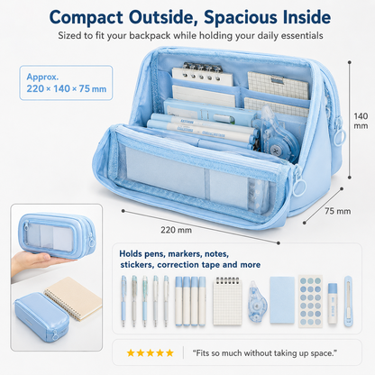 🖊️50% OFF NOW! High Capacity Detachable 9‑Layer Pencil Case‑ Multi‑Compartment Large Stationery Bag with Removable Front Pouch, Portable Durable Pen Pouch for Students School Supplies
