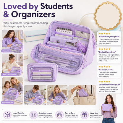🖊️50% OFF NOW! High Capacity Detachable 9‑Layer Pencil Case‑ Multi‑Compartment Large Stationery Bag with Removable Front Pouch, Portable Durable Pen Pouch for Students School Supplies