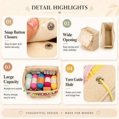 Knit Anywhere Instantly! Tangle-Free Canvas Yarn Bag