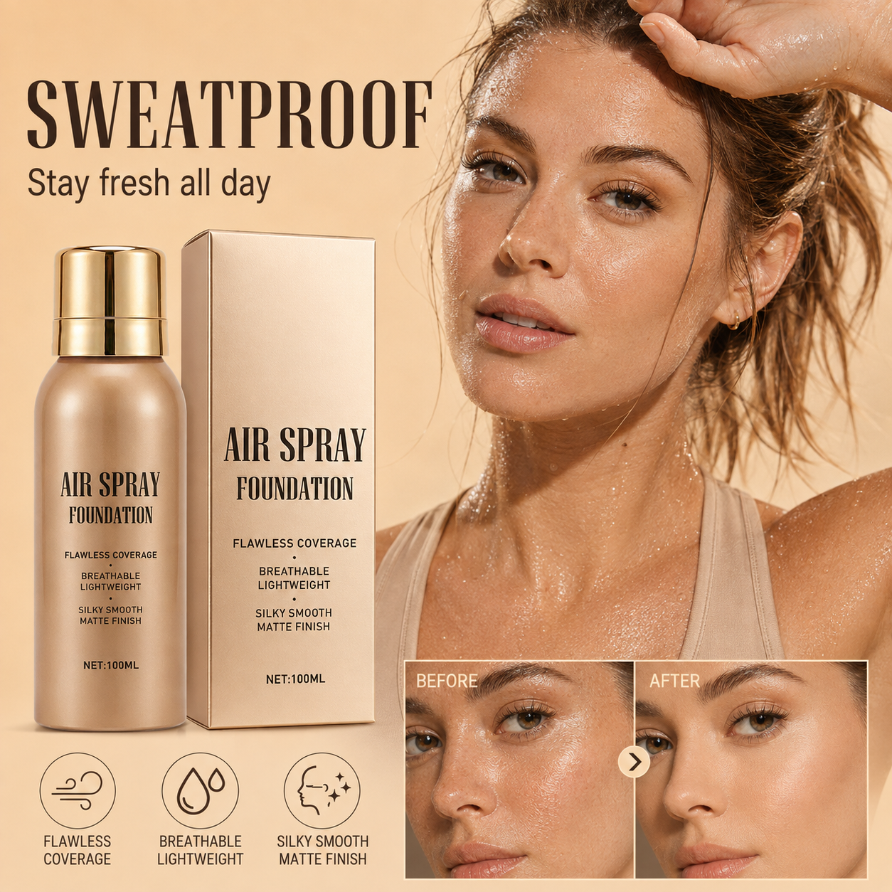 Waterproof Flawless Air Spray Foundation