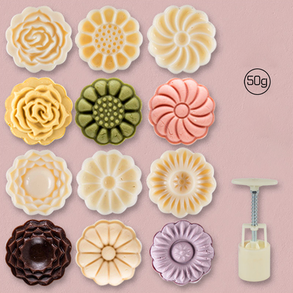 🎁Hand Press Mooncake Mold Set, Hand Pressure Pastry Cookie Stamps