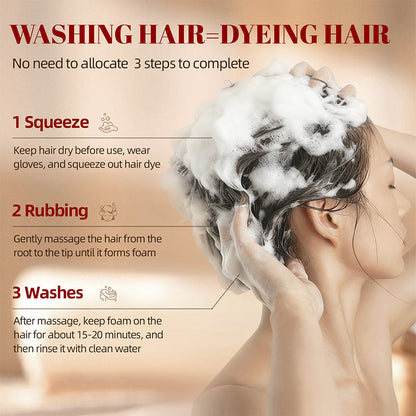 🥳2026 HOT SALE🥳💞50K+ SOLD! 🌸🌿 4‑in‑1 Herbal Hair Dye Shampoo – cleans, conditions, colours & repairs in one wash. Covers greys root‑to‑tip. Plant‑based, gentle formula – no messy mixing, no salon visits! 💇‍♀️✨
