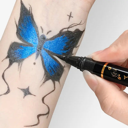 Cosmetic Grade Temporary Tattoo Markers for Skin, 10/15 Vibrant Colors Flexible Brush Tip Pens,, High Detail, Face Makeup Halloween, None Toxic, Office Stationery Writing Tool