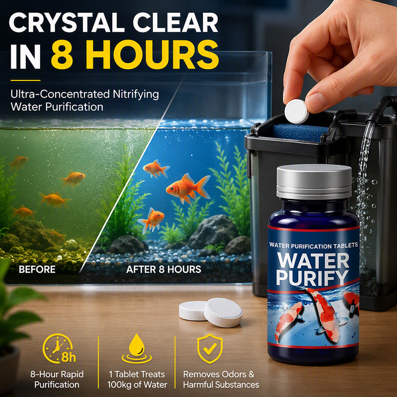 🥳2026 HOT SALE🥳💞50K+ SOLD! 🪣💨 50% OFF! Aquarium Care Tablets – reduces need for frequent water changes. Supports biological filtration & keeps water crystal clear. 50 tablets – lasts for weeks. Less heavy lifting, more time enjoying your fish! 🐟✨
