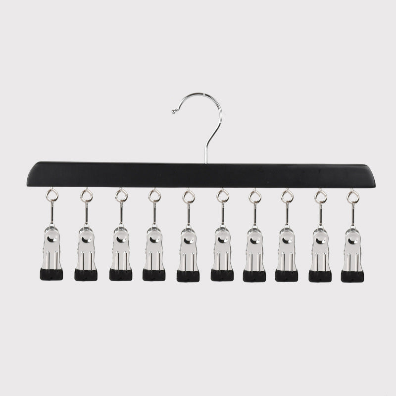 Multi-Clip Wooden Hanger for Closet Organization