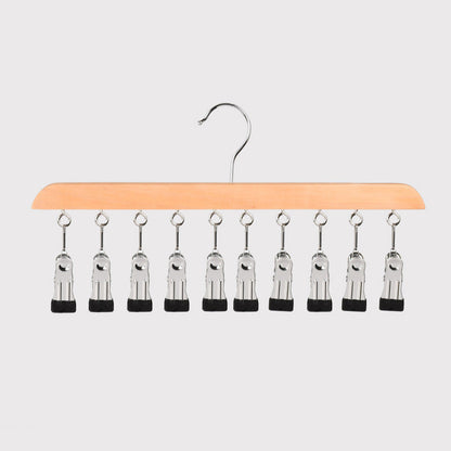 Multi-Clip Wooden Hanger for Closet Organization