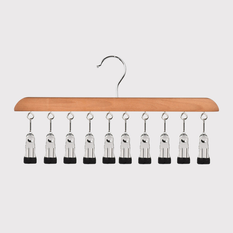 Multi-Clip Wooden Hanger for Closet Organization