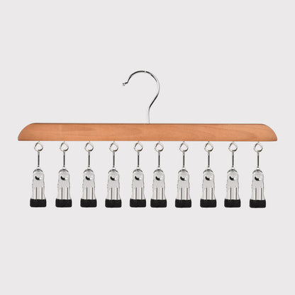 Multi-Clip Wooden Hanger for Closet Organization
