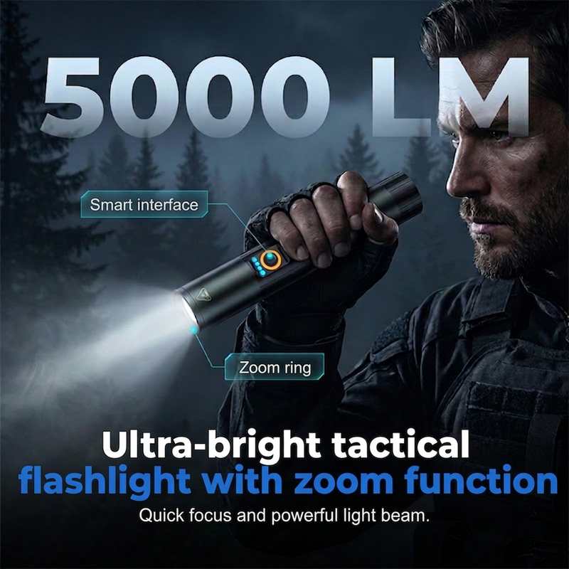 🔦 LIMITED-TIME 50% OFF! ✨ Ultra-Bright Tactical Flashlight with Zoom Function – Rugged, Waterproof, Rechargeable 🏕️