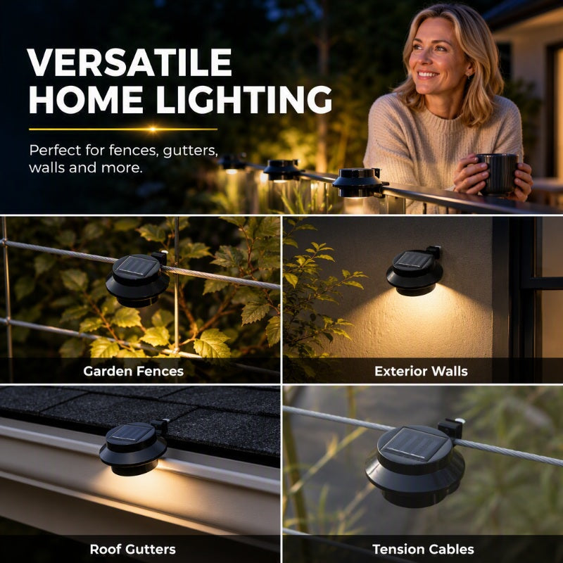 Light Any Fence Instantly! No-Wire Solar Gutter Lamp