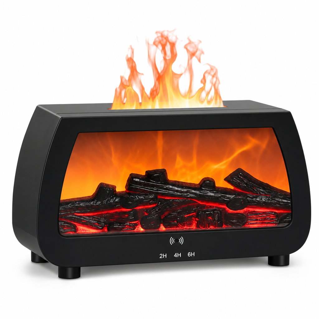 🔥 50% OFF NOW! 💨 Fireplace Flame Humidifier – Aromatherapy Diffuser, Music Sync Light & Whisper Quiet – For Bedroom, Office & Yoga 🌙